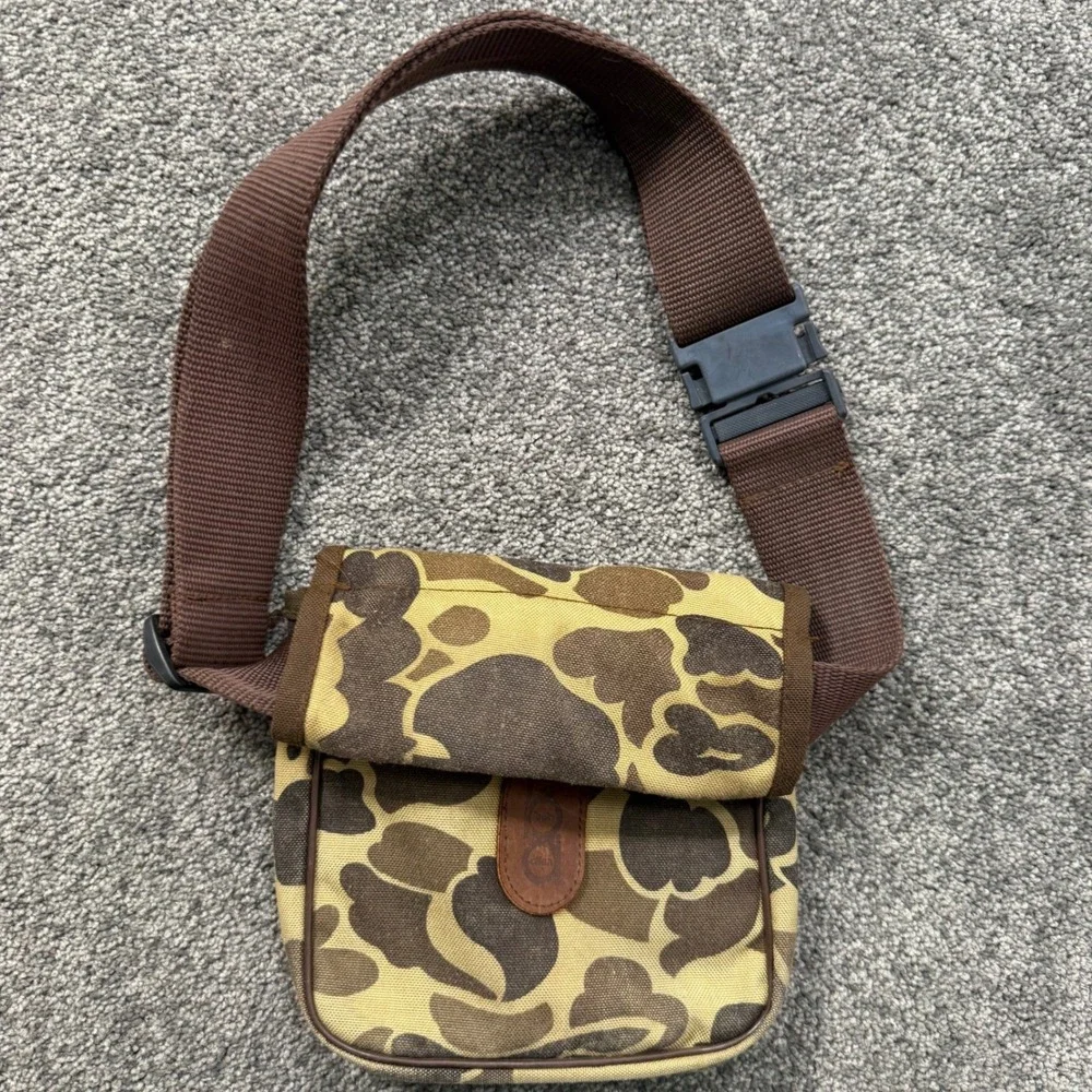 VTG Bob Allen Duck Camo Crossbody Shot Gun Shell Bag USA Canvas Hunting Pouch